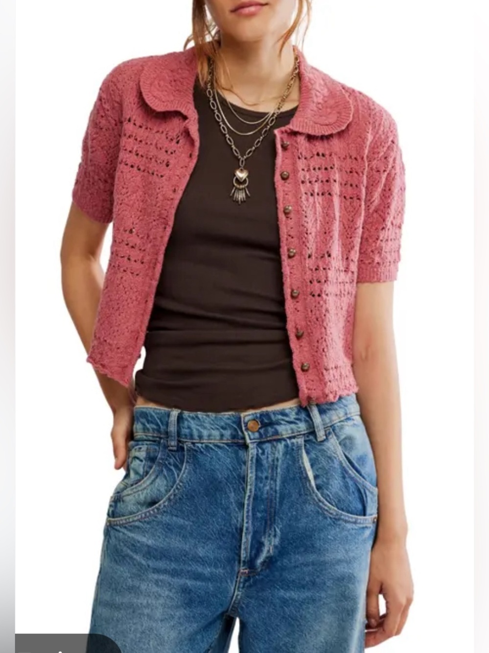 Free People Daylight Cropped Cardigan
Pink